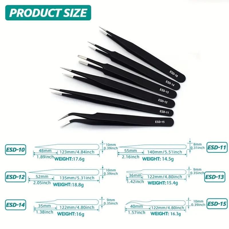 6pcs Precision Long Tweezers S - Electronics Repair Tool review and price